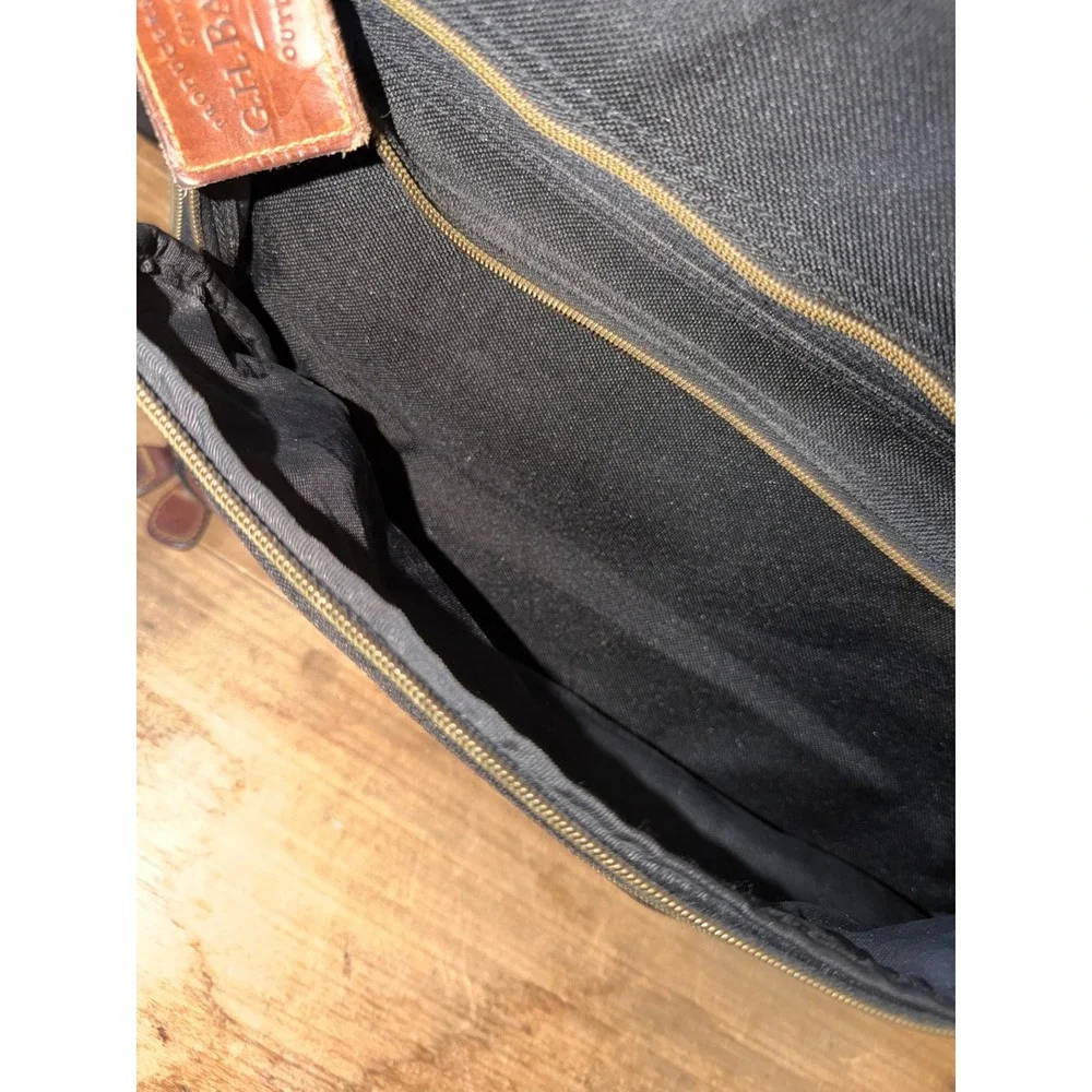 GH Bass & Co Messenger Bag Black Canvas Leather Trim Outdoor Gear Travel Laptop